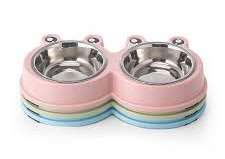 ظرف آب و غذای دو قلو مدل قورباغه سایز M