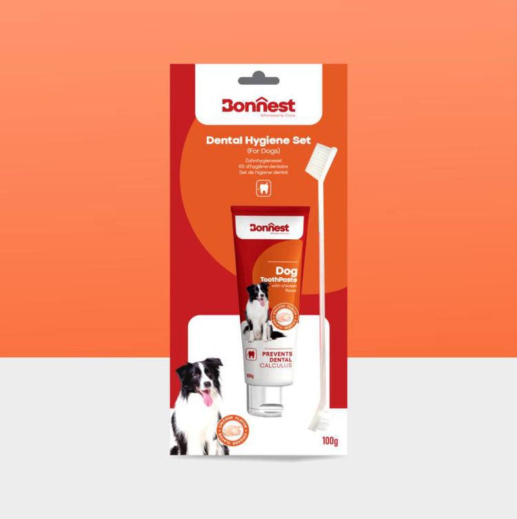ست خمیر دندان و مسواک سگ برند بونست با طعم مرغ